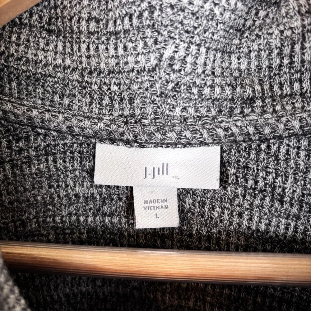 J.Jill Women's Large Gray  Waffle Knit Cowl Neck Long Sleeve Sweater‎  Top